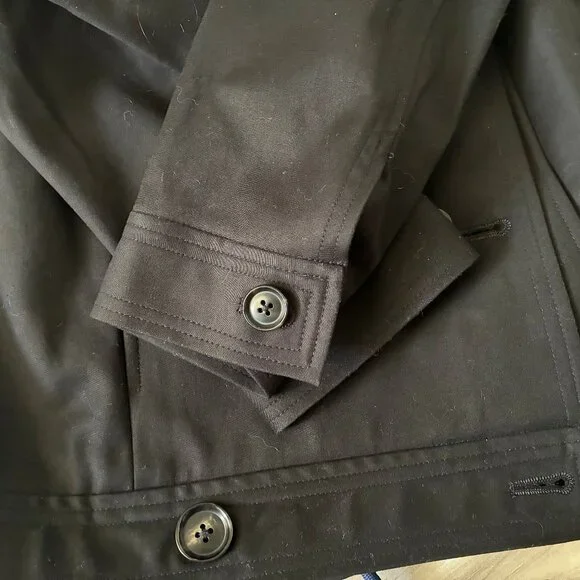 Linda Allard Ellen Tracy Black, Double Breasted Crop Peacoat Style Jacket - Picture 9 of 11